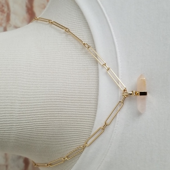 New ALLSAINTS Rose Quartz Large Link Pendant Necklace - Picture 10 of 11